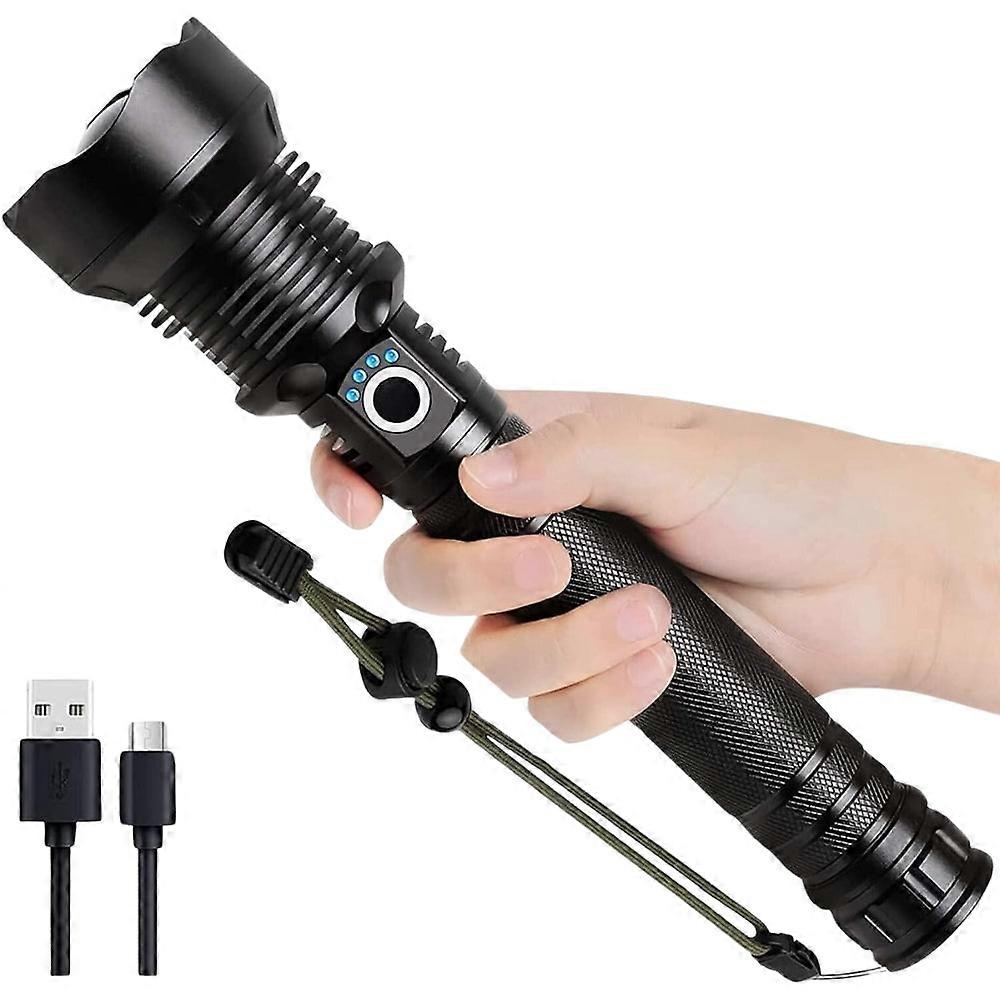 Ultra Bright Led Tactical Flashlight 3 Modes Zoom Torch Usb Charging Torches & Work Lights
