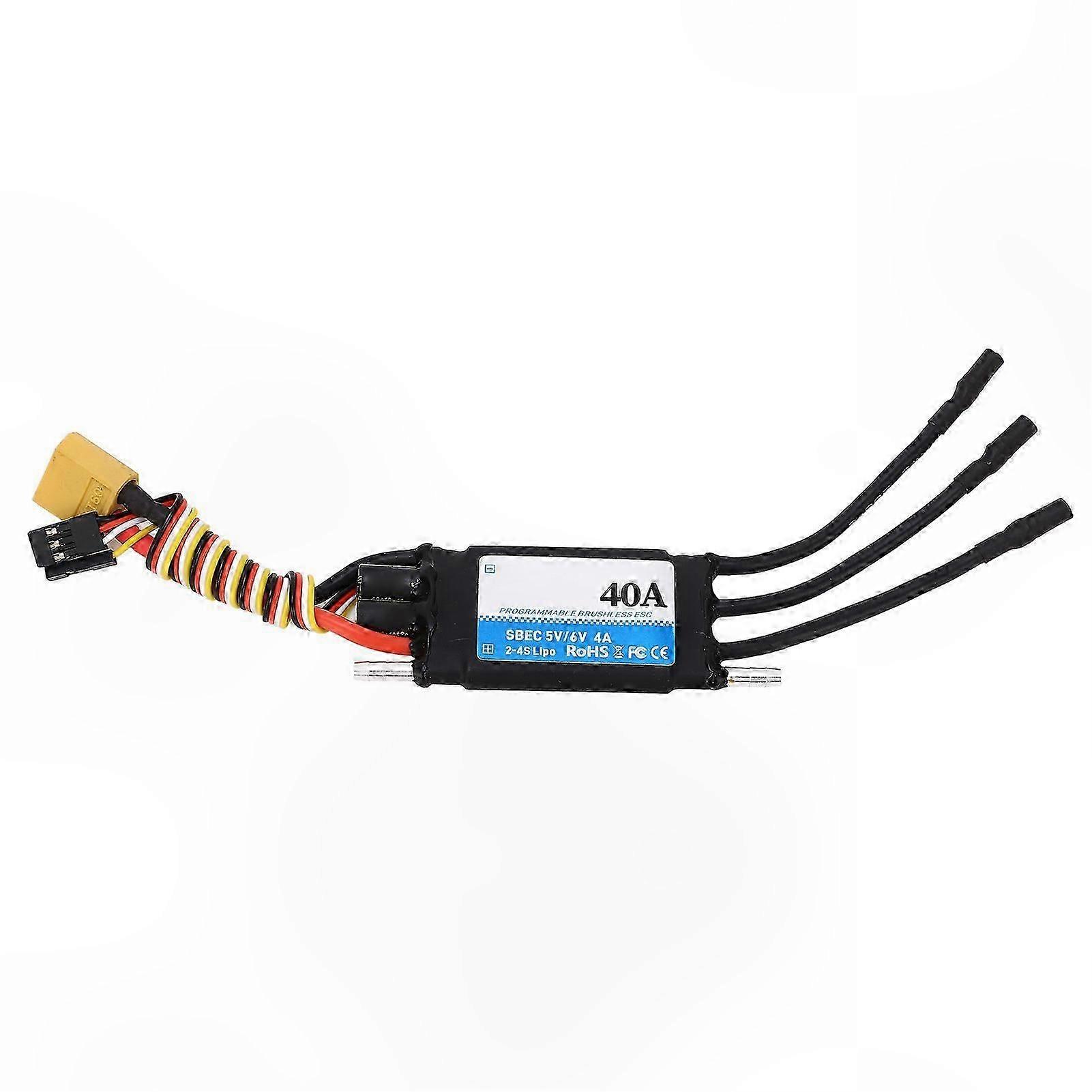 Waterproof 40A ESC for RC Boats, Bilateral Design, Replacement Ship Model Accessory, Black