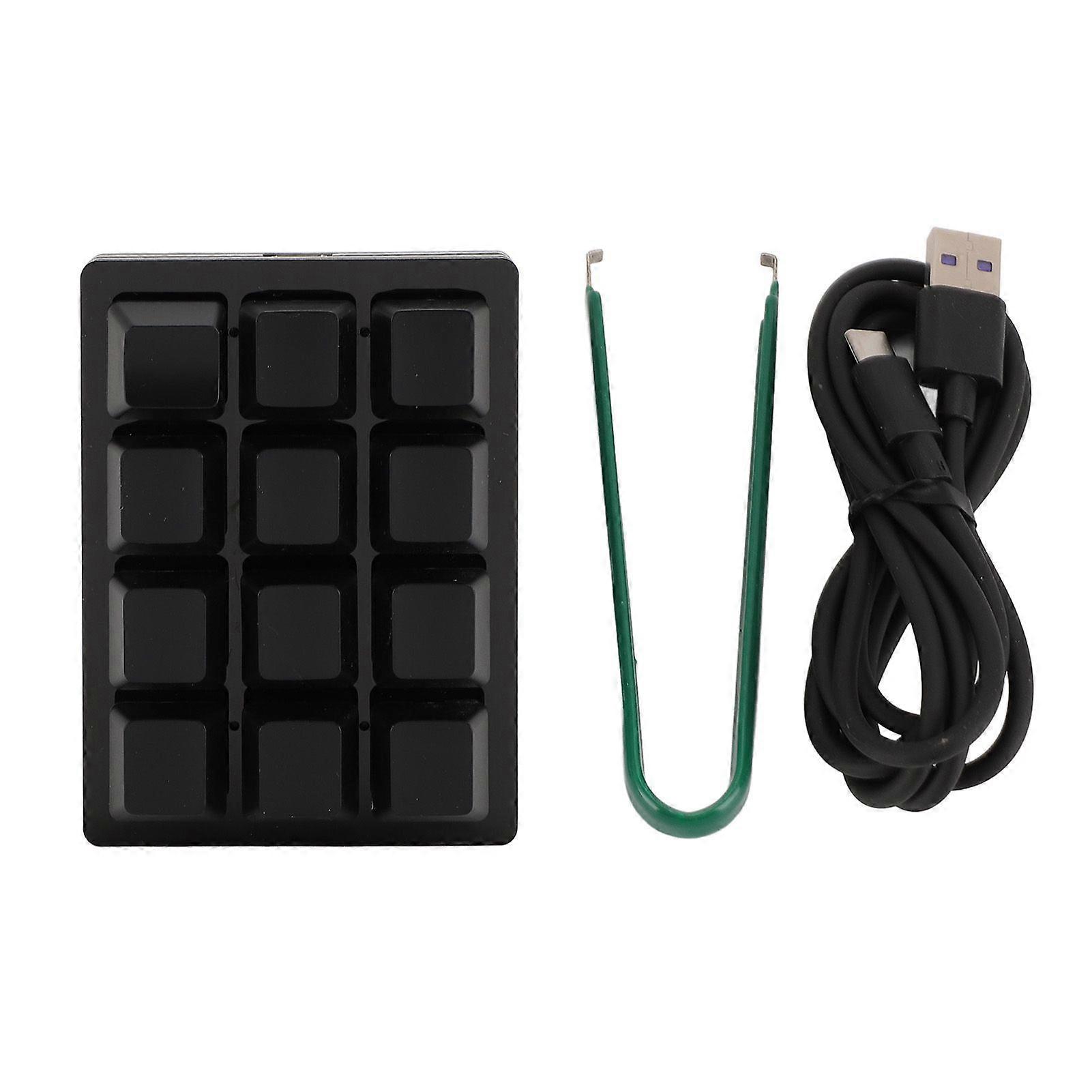 12 Key Mechanical Gaming Keyboard Mini USB Wired RGB Red Switch Programmable Macro Keyboard Black