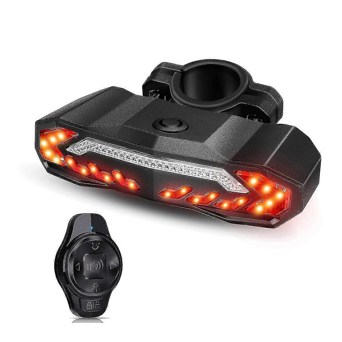 Bicycle alarm taillight, 6 light modes and waterproof, 30 - 60 meters wireless range