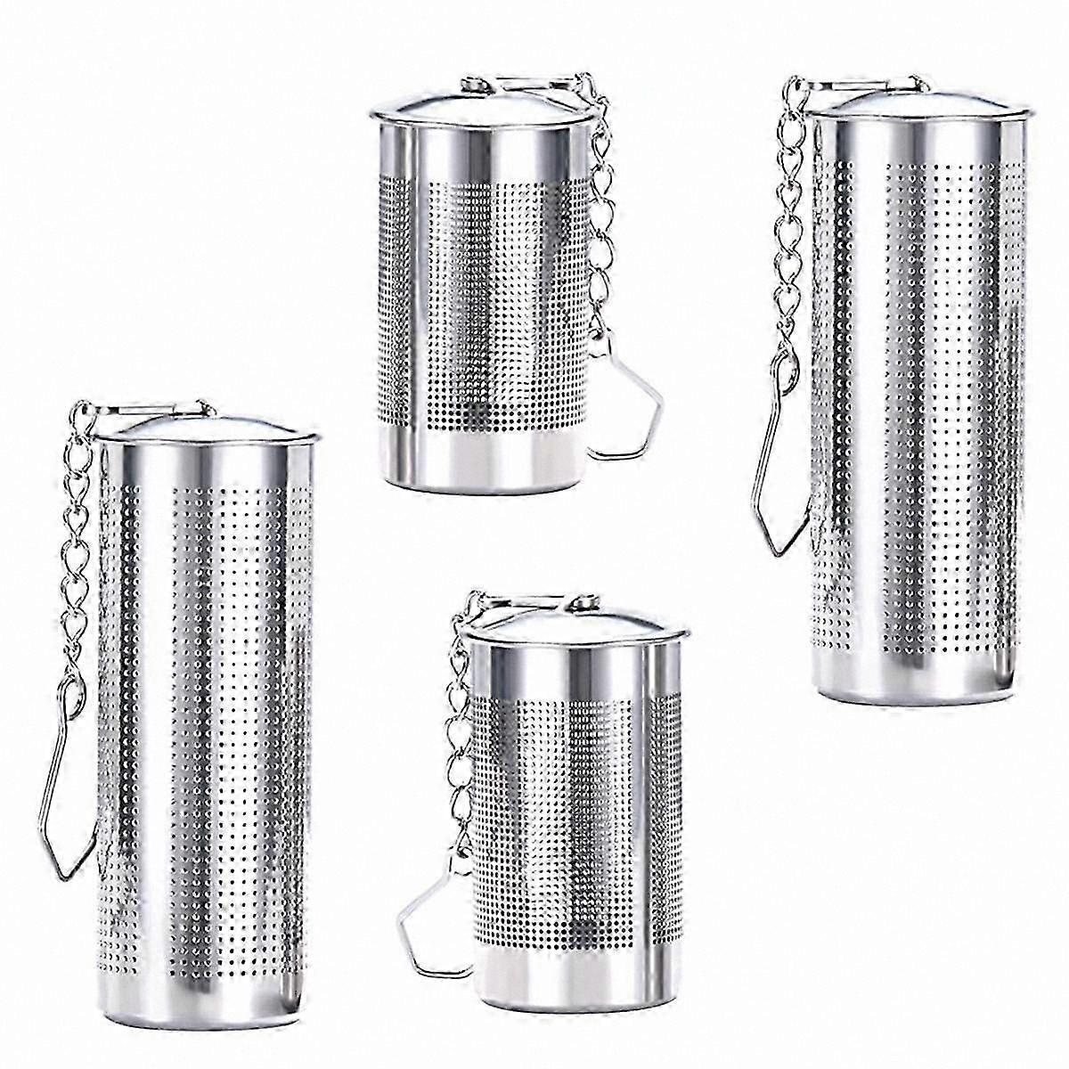 4-Pack Loose Tea Infusers with Lids, Stainless Steel Filter Balls and Chain Hooks for Convenient Brewing