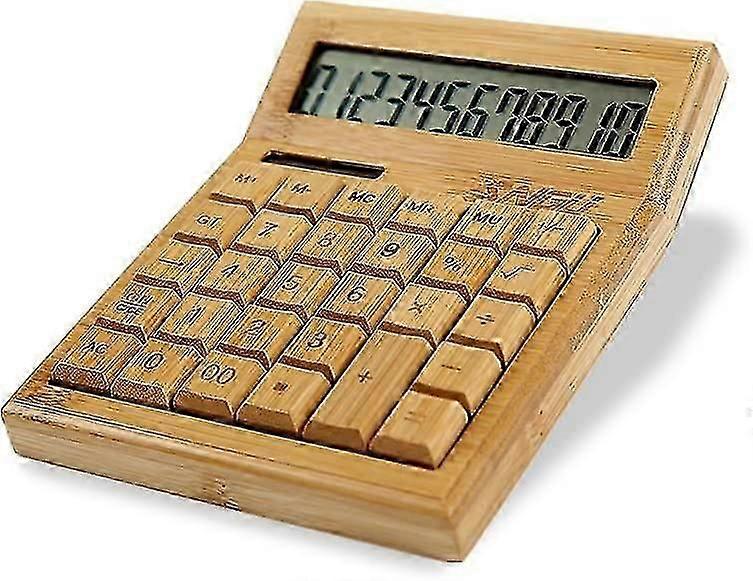 Functionele Desktop Calculator Zonne-energie Bamboe Calculators Met 12-cijferige groot display