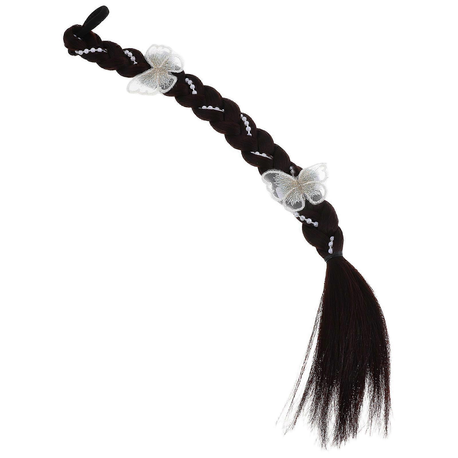 DIY Braided Ponytail Extension for Women Fashionable High Temperature Fiber Dark Brown