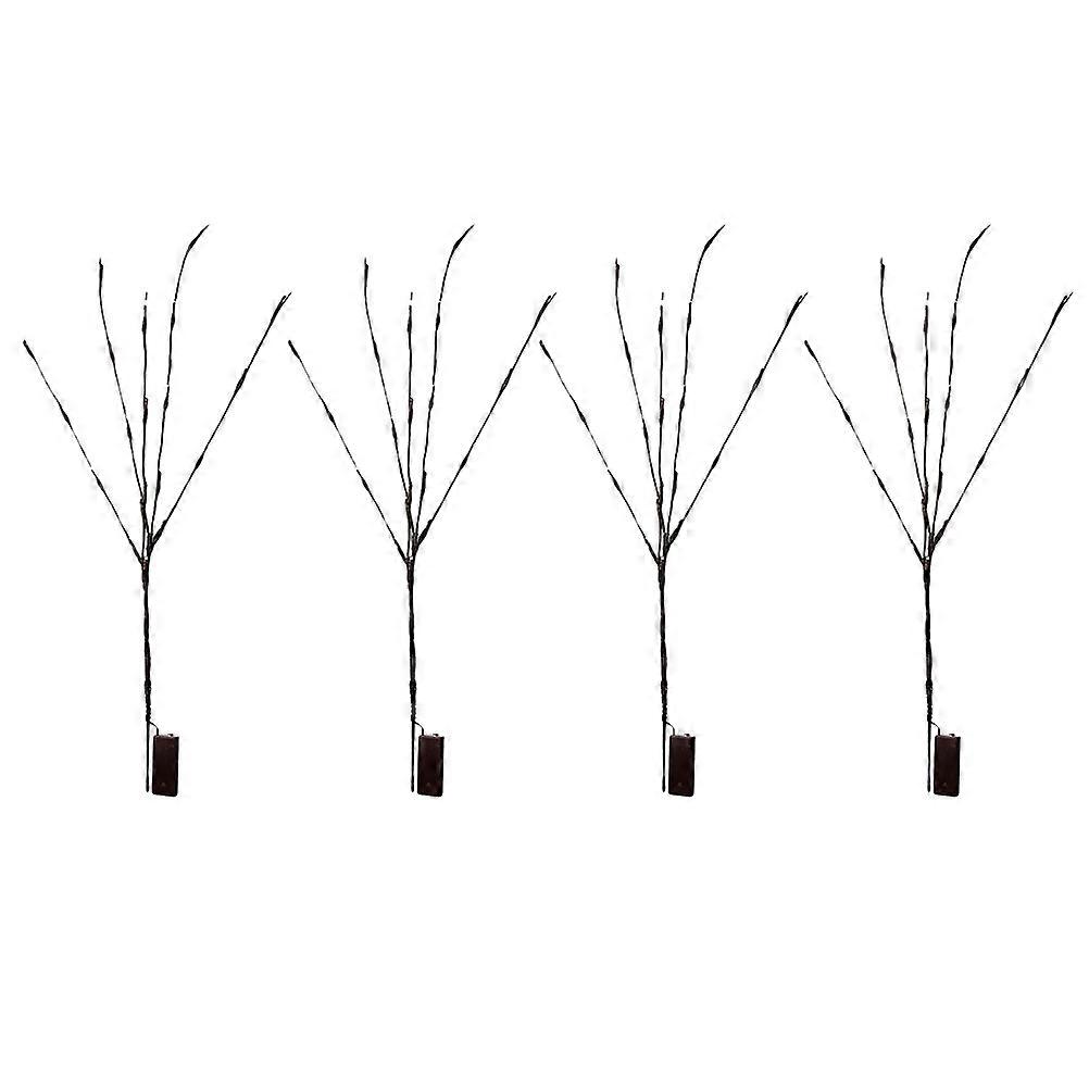 Black Iron Wire Decorative Tree with 20 LED Lights for Home Decoration 4pcs Branches 20 LEDs