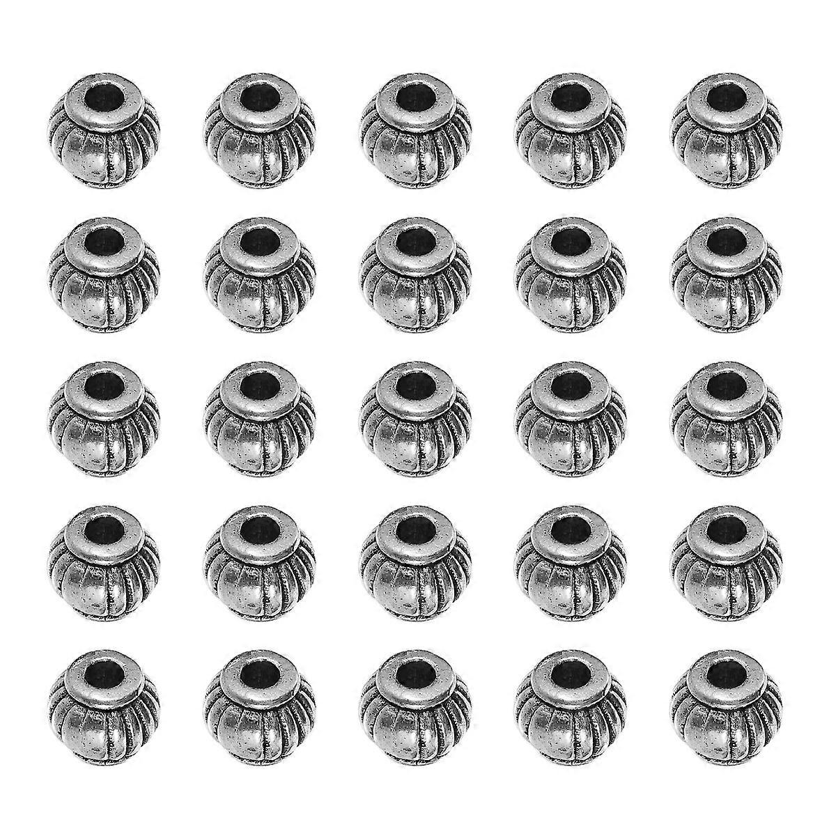 Pumpkin Lanterns Beads Round Spacer Beads for DIY Use 100Pcs Silver Alloy