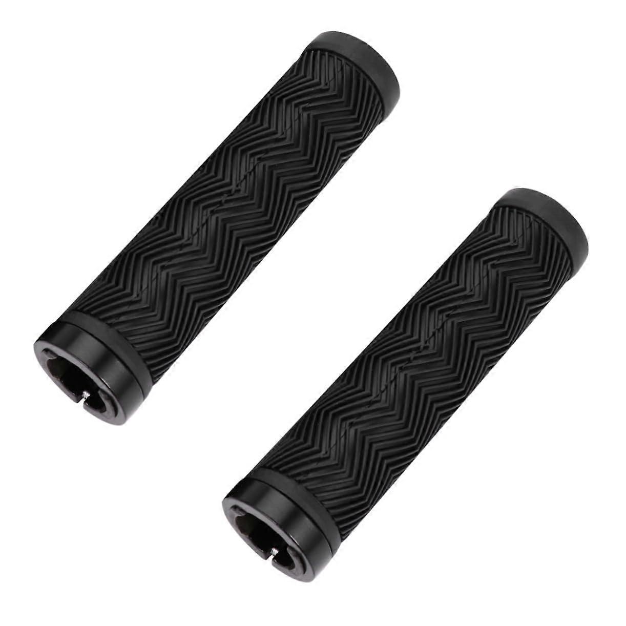 Ergonomic Non Slip Bike Handlebar Grips For Standard Mountain Bikes Durable Single Lock Design Wave Relief Texture Black