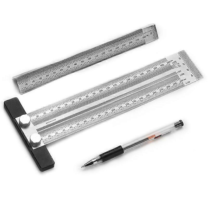 Fonepro 1 Pcs Stainless Steel Scribing Ruler, T-Type, Marking Ruler, Precision