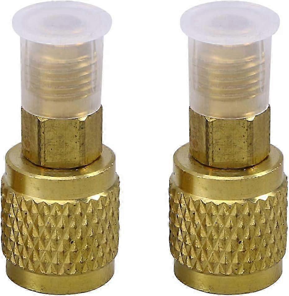 2pcs R410 Air Conditioner Adapter Quick Coupler Air Conditioning System Conversion Adapter (Gold)