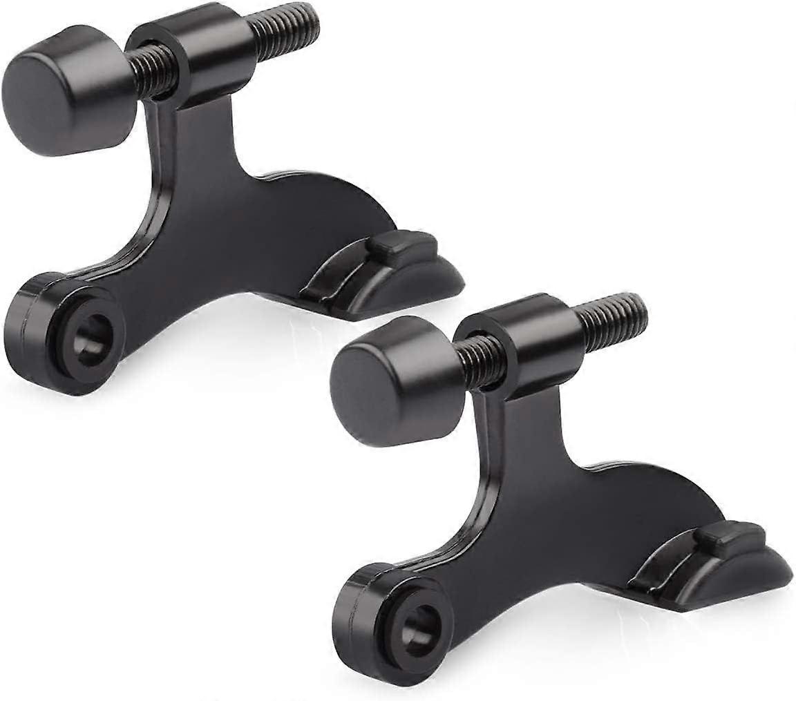 2 Pack Hinged Door Stops - Black - 6.3 x 4.4 cm - Adjustable - with Rubber Tips