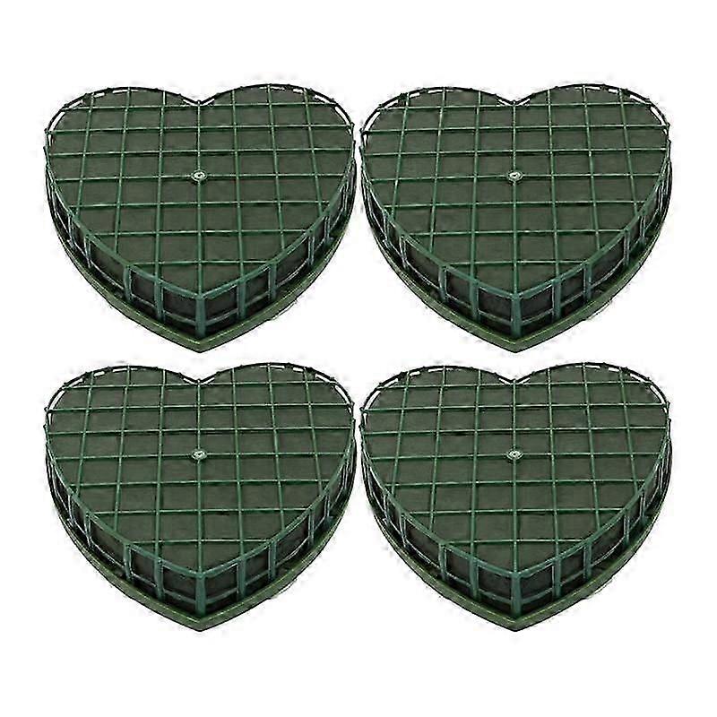 4Pcs Heart-Shaped Floral Foam Blocks Green Flower Clay for Artificial Arrangements