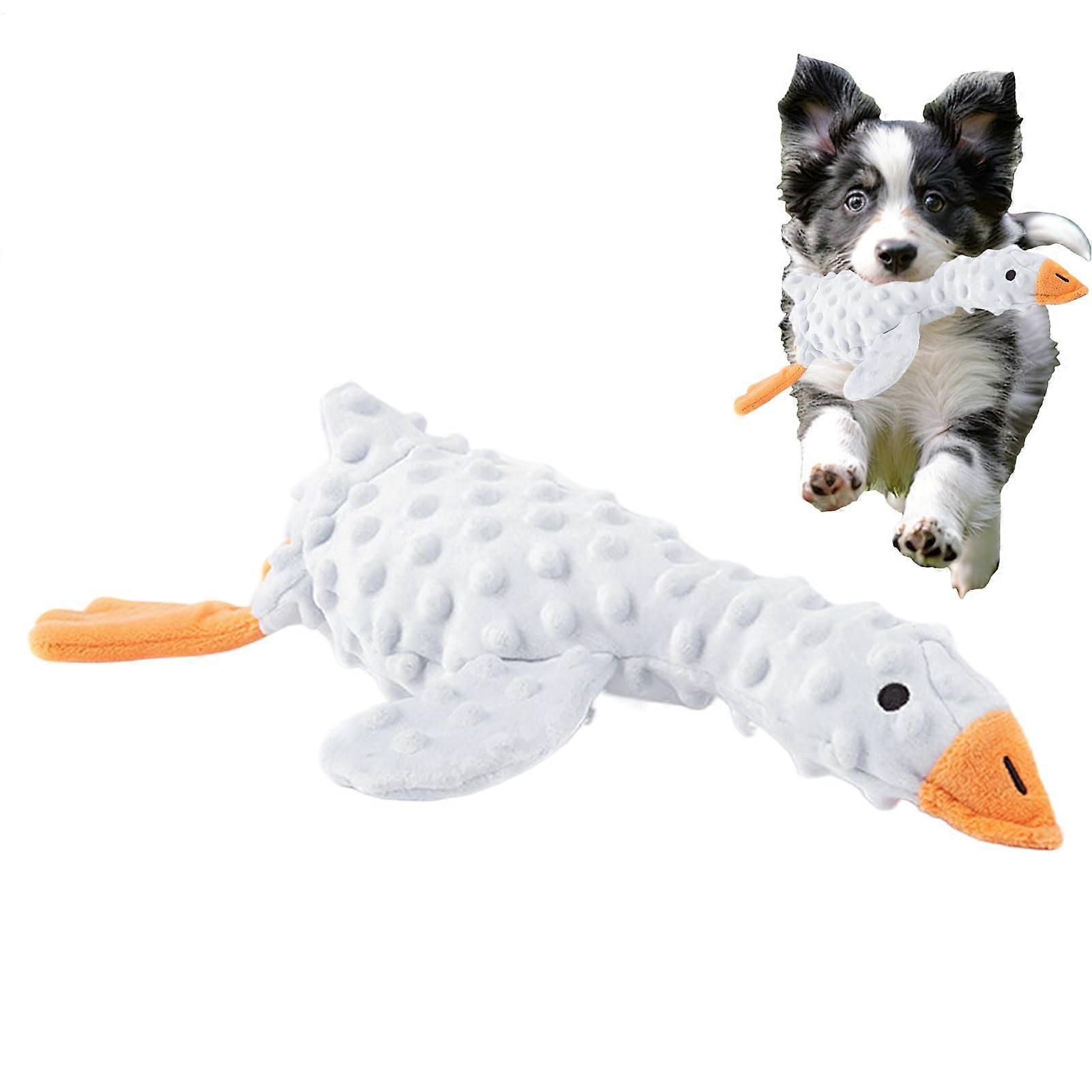 Squeaky Toys for Dogs Squeaky Plush Toy for Interactive Puzzle Enrichment, Crinkle Hiding, White Teething Chew for Aggressive Chewers