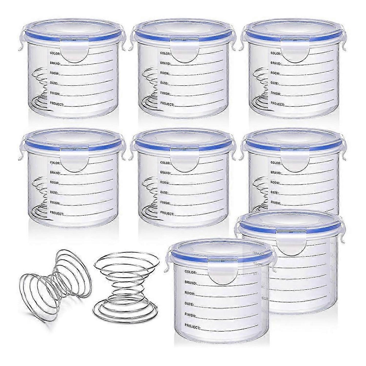8 Sets Paint Container with Stainless Steel Mixing Ball Touch Up Storage Cups with Lids Paint Contai