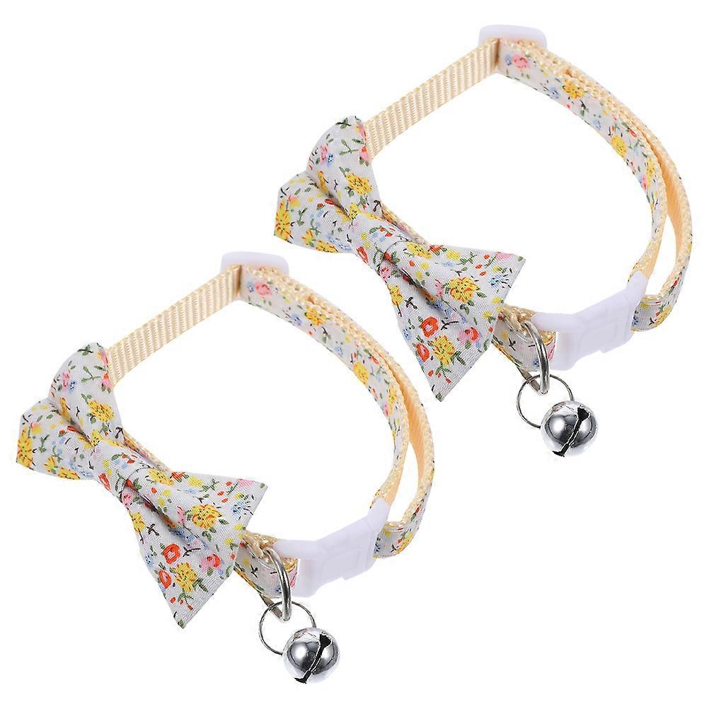Adjustable Cat Collar Pet Kitten Neck Collar with Bell 4Pcs Set