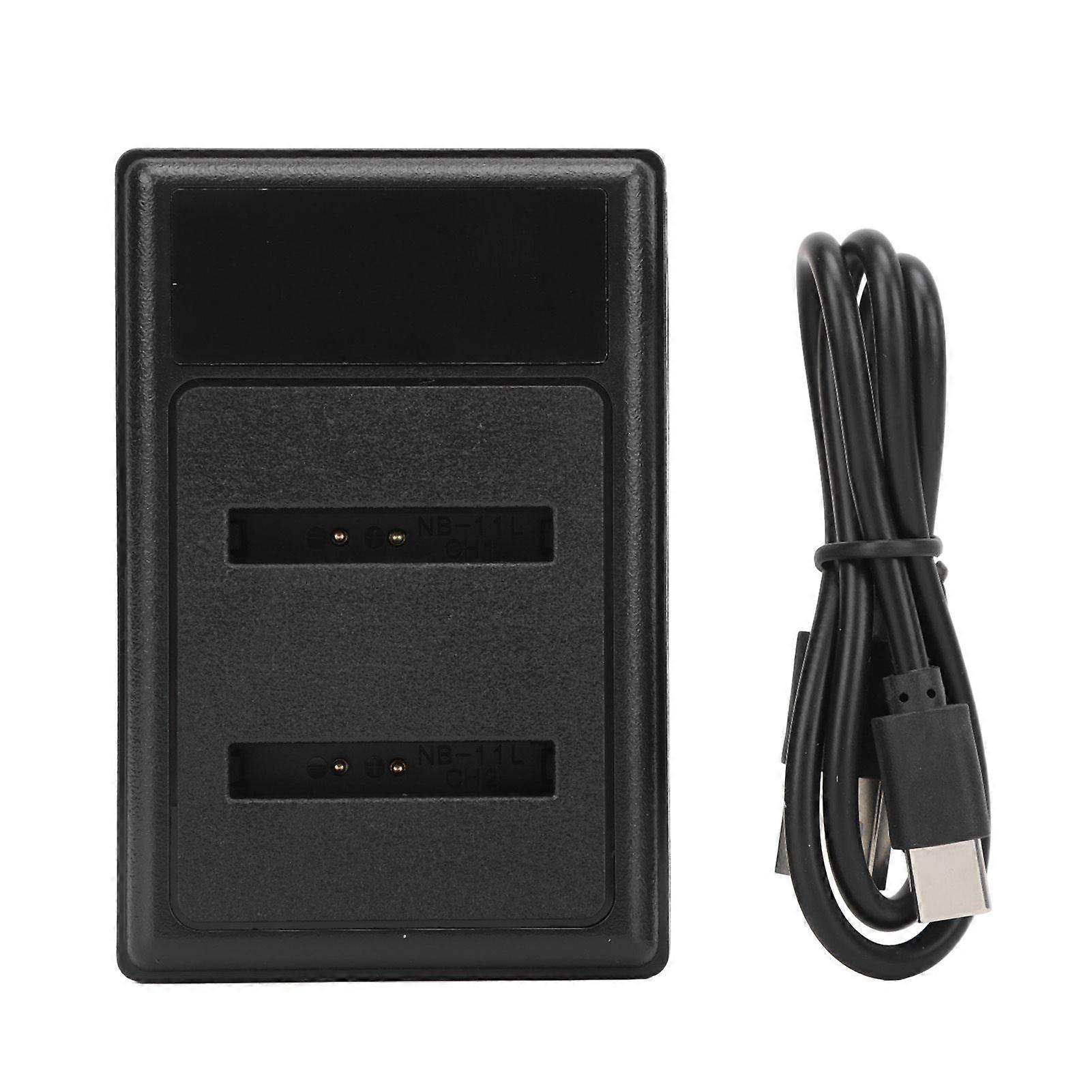 Camera Battery Charger 2 Slots Type C Port LCD Display Multiple Security Prevention Camera Battery Quick Charger for NB 11L Battery