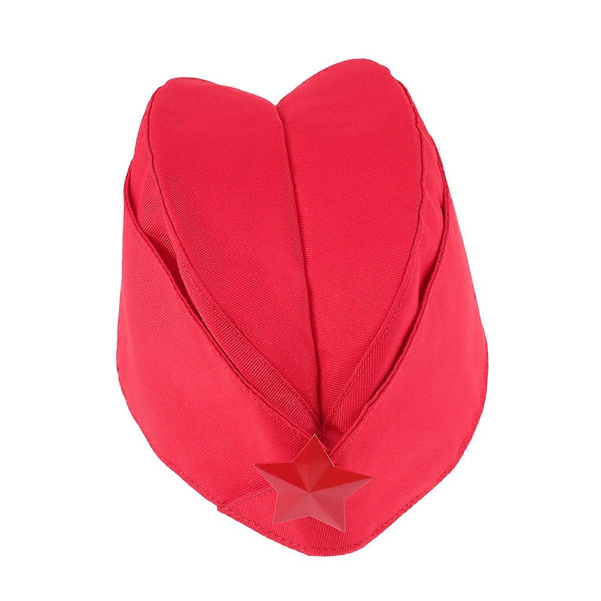 Military Sailor Dance Hat Red Canvas for Performance 3Pcs