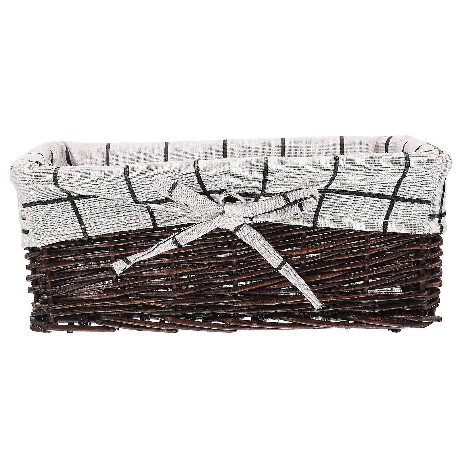 Coffee Rattan Woven Storage Basket for Desktop Use 1Pcs Practical Holder