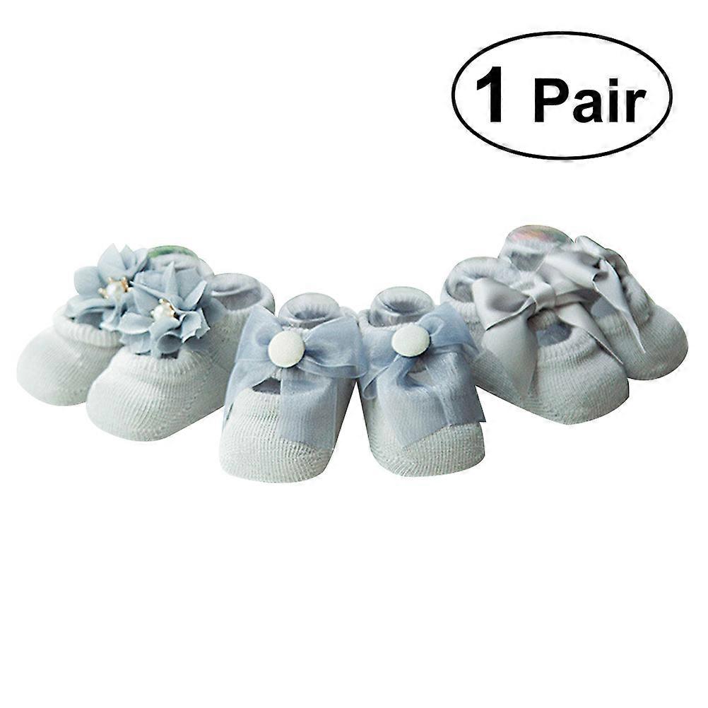 Grey Cotton Baby Socks Non Slip Floor Socks for Baby Use 1Pair