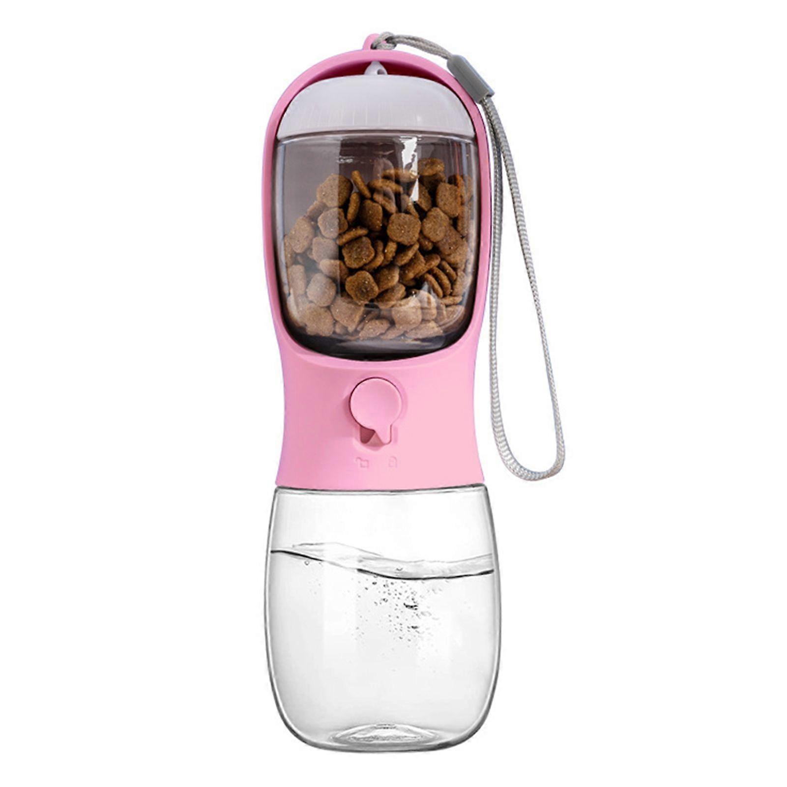 Portable Dog Water Bottle with Food Container, 550ml Leak-Proof Pet Water Dispenser with Built-in Activated Carbon Filter for Travel, Walking, Outdoor