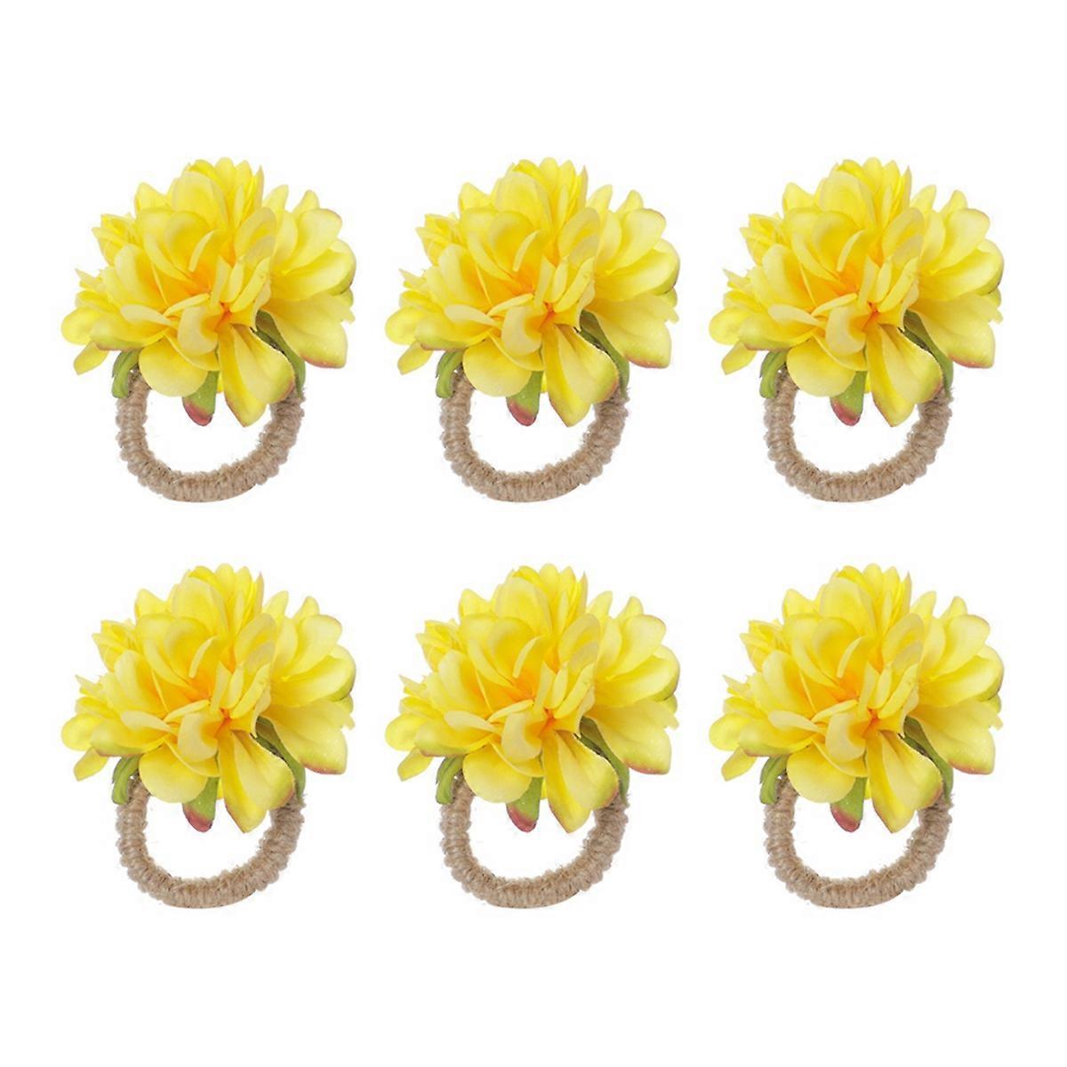 Flower Dinner Napkin Holder for Table Decoration Yellow
