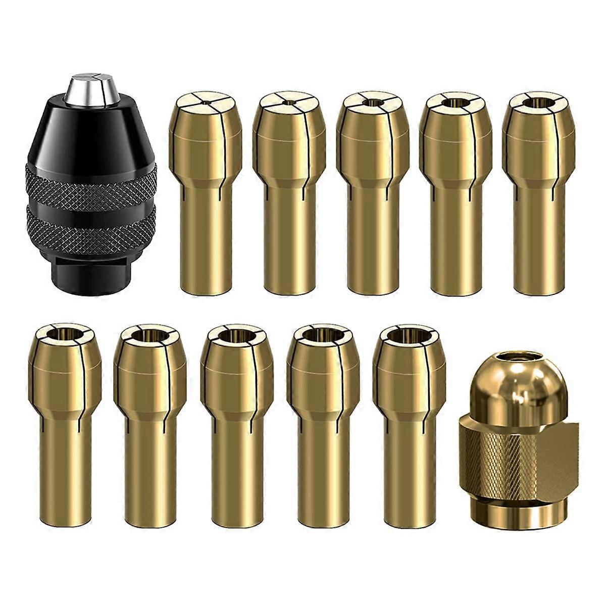 12 Pcs Drill Chuck Collet Set Brass Drill Chuck Tool Kit