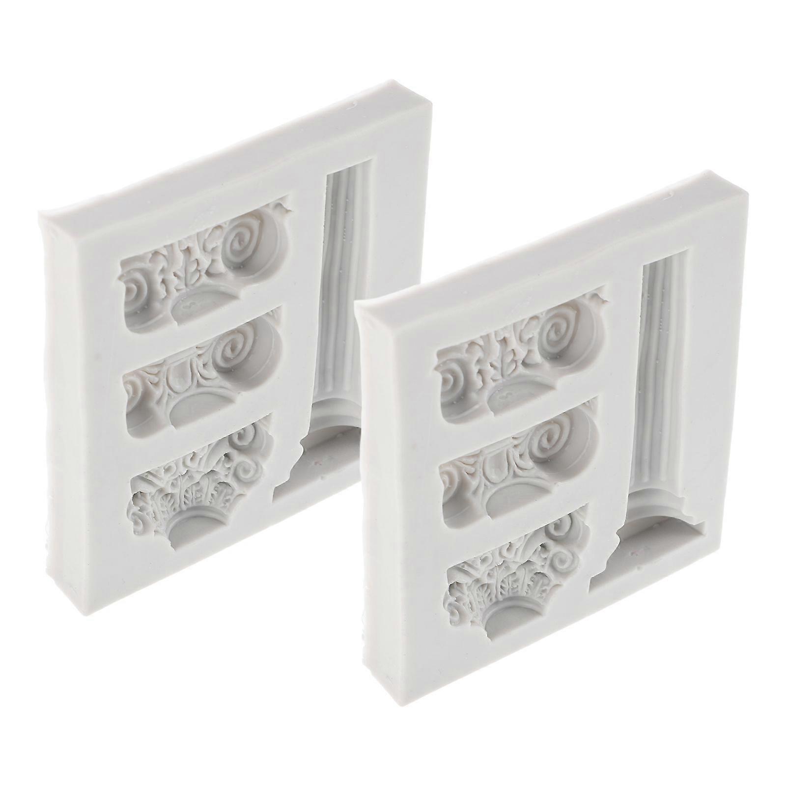 Roman Column Silicone Mold for Cake Decorating 2Pcs Realistic Texture