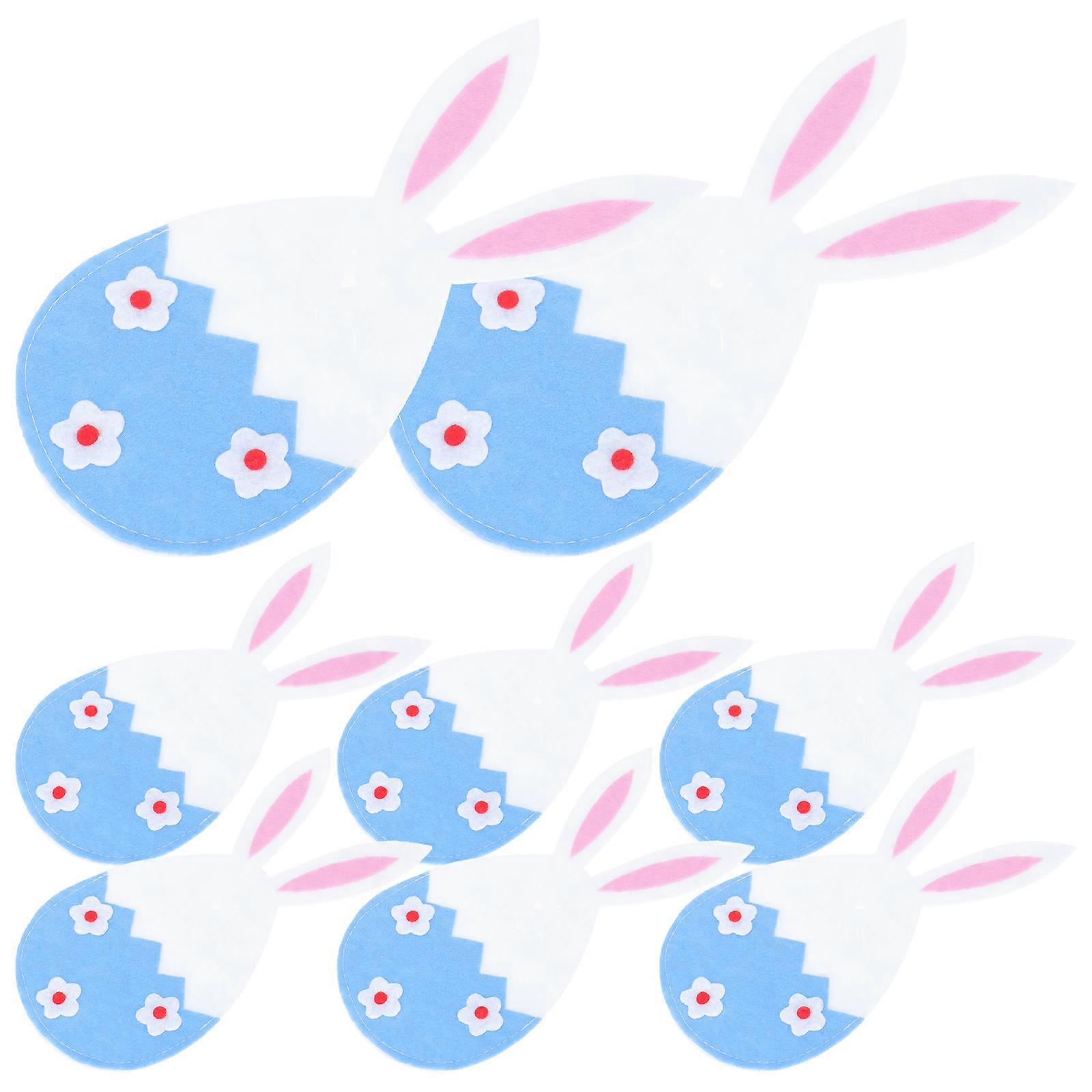 Rabbit Shape Cutlery Bag for Storage Use 40Pcs Easter Blue Tableware Holder