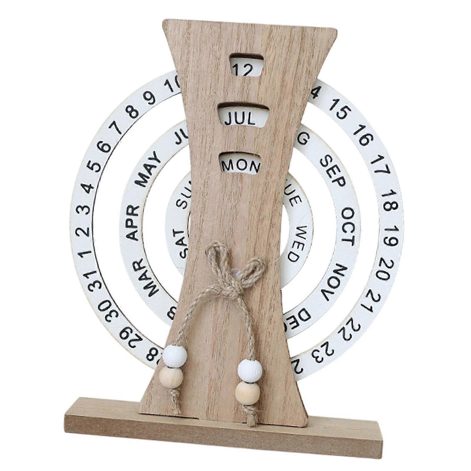 Table Calendar Rotatable Versatile Reusable Decorative Gift Desktop Figurine Moon