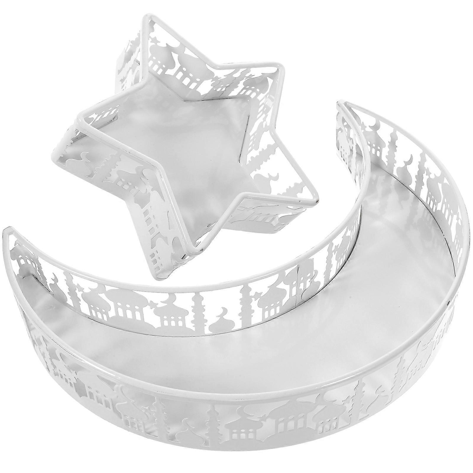 Moon and Star Tray for Food Serving and Decoration at Eid Festivals 1 Set in Assorted Color