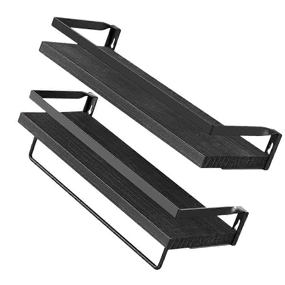 Stylish Rectangular Wall Shelf 4Pcs Ideal For Home Organization Featuring Black Iron Frame Suitable For Candles Or Plants