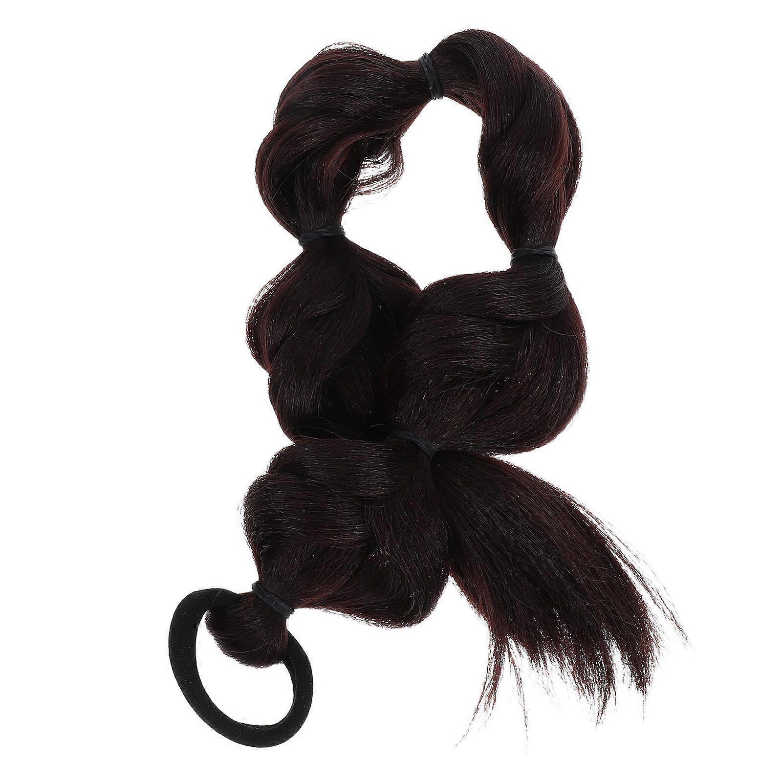 Women's Braided Ponytail Wig with Bubble Braid Hair Extensions 2Pcs for Use