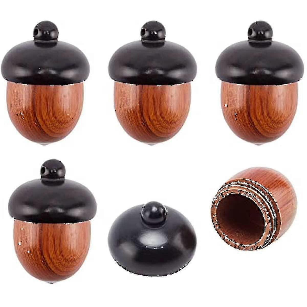 2024, 5pcs Wooden Acorn Nut Box Pendant Disconnectable Camel Wood Acorn Charms For Diy Keychain Necklace Crafting Making