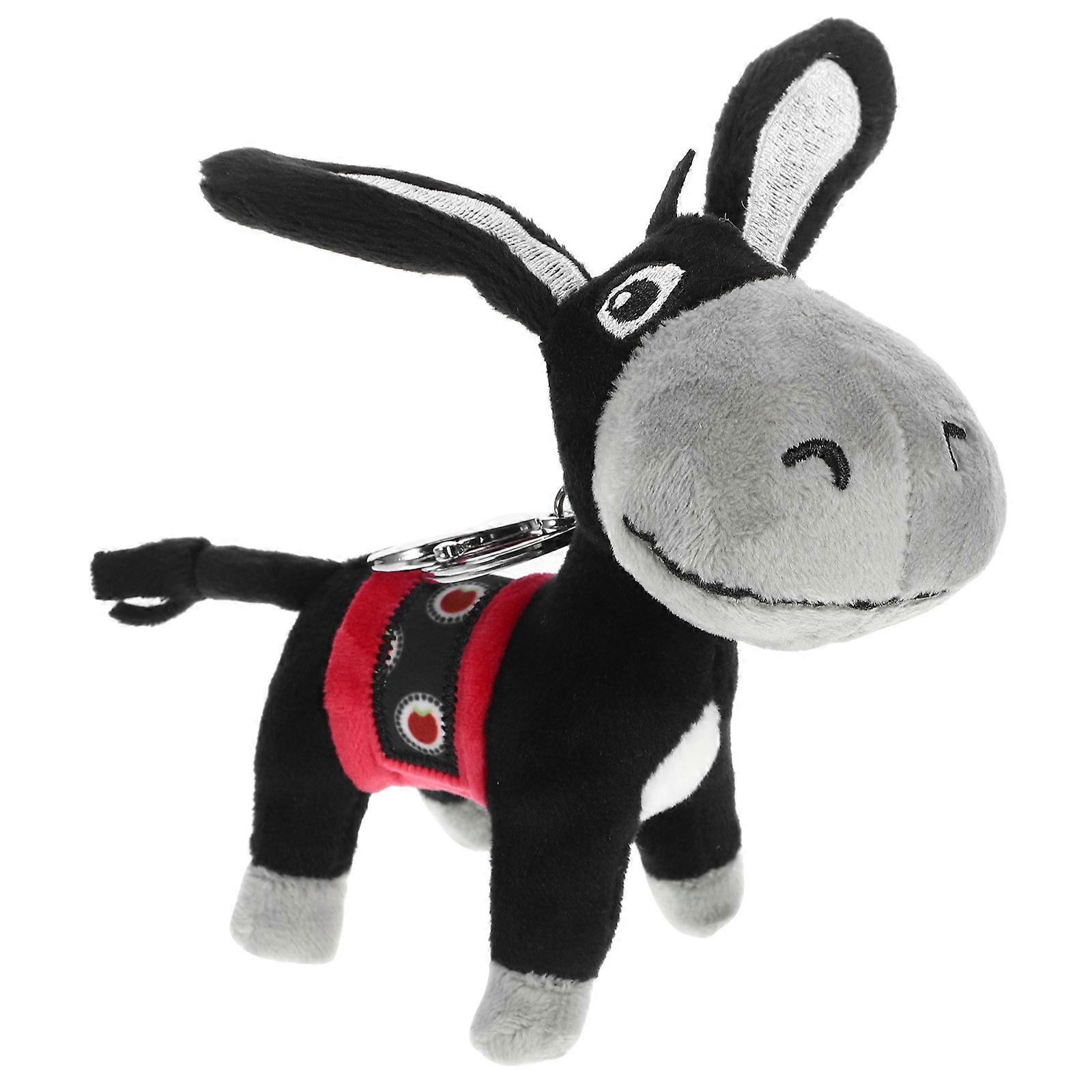 Black Plush Donkey Keychain for Decor with Stuffed Donkey Pendant