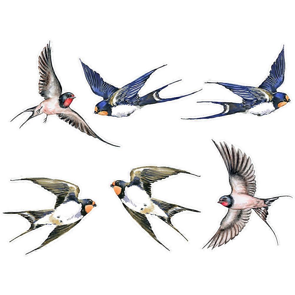 Anti-Collision Window Bird Stickers Decorative Use For Windows Assorted Color 6Pcs