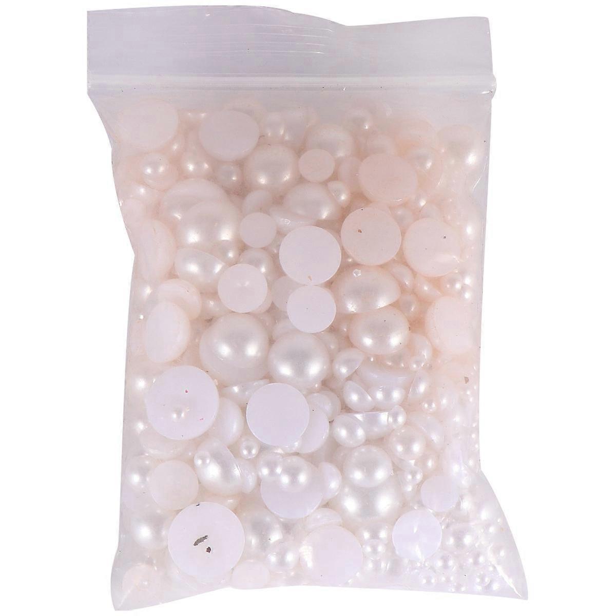 White Pearl Beads Semicircle Flat Back for DIY Projects