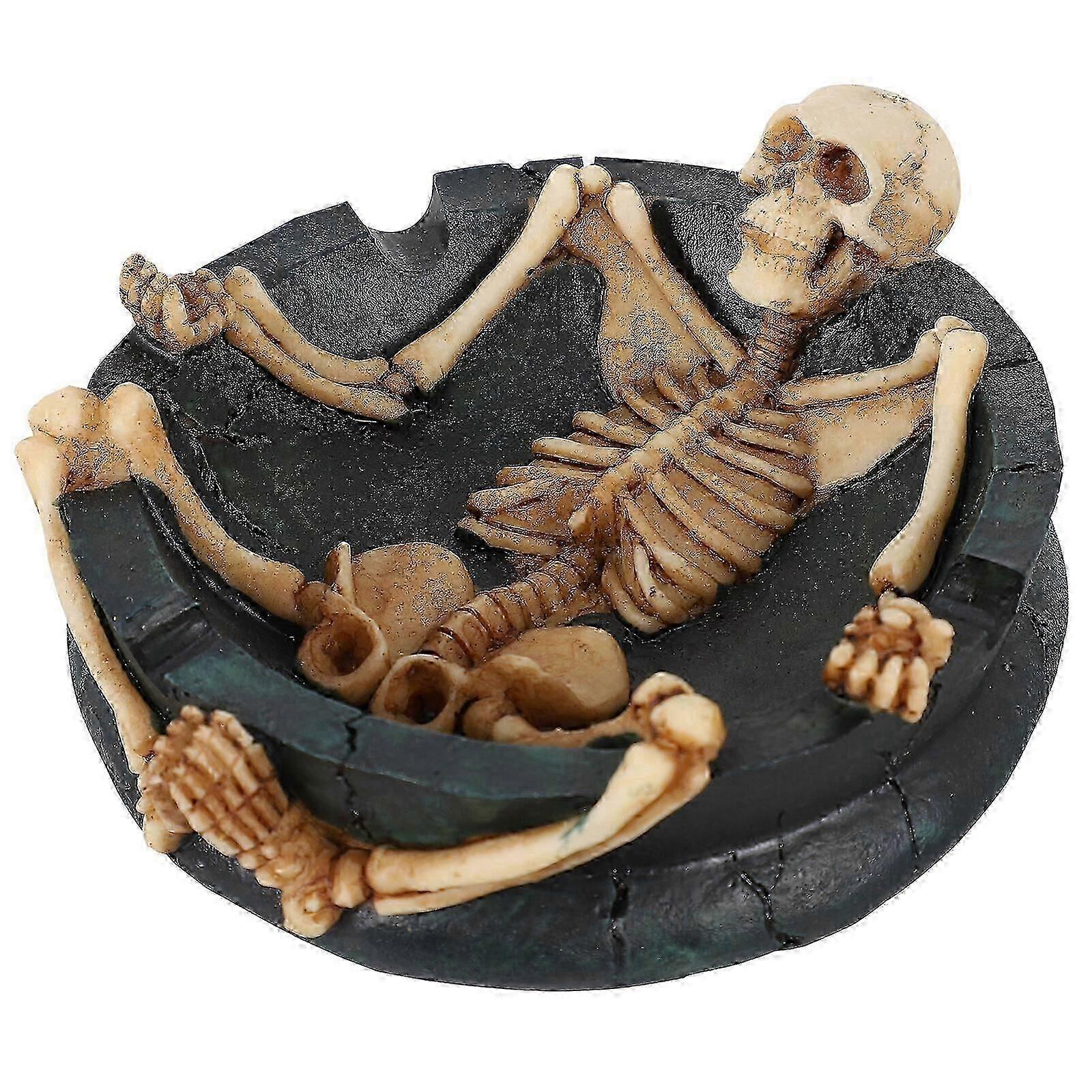Skull Ashtray for Halloween and UK Office Decor, Cigarette Ash Container with Gothic Style