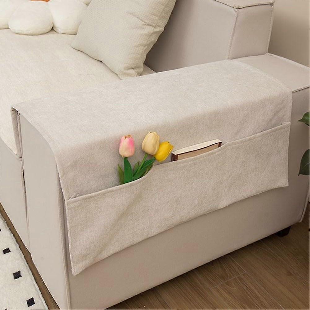 Sofa Armrest Protector Firm Polyester Machine Washable White Armrest Cover Fits Sofa Armrests