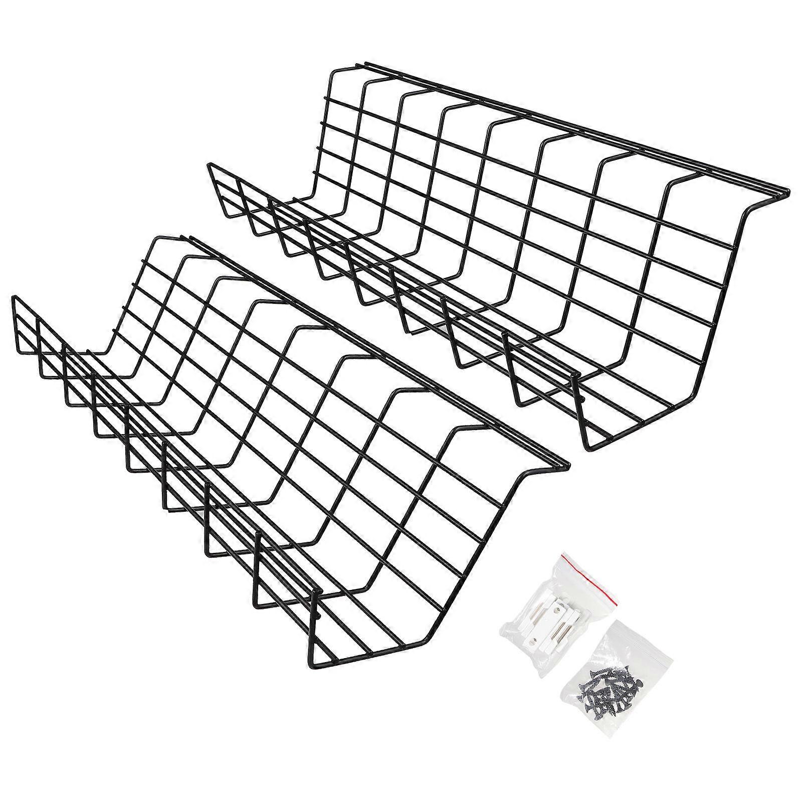 Compact Cable Organizer 2Pcs Black Durable Iron Wire Organizer for Tangle-Free Cables Storage Use