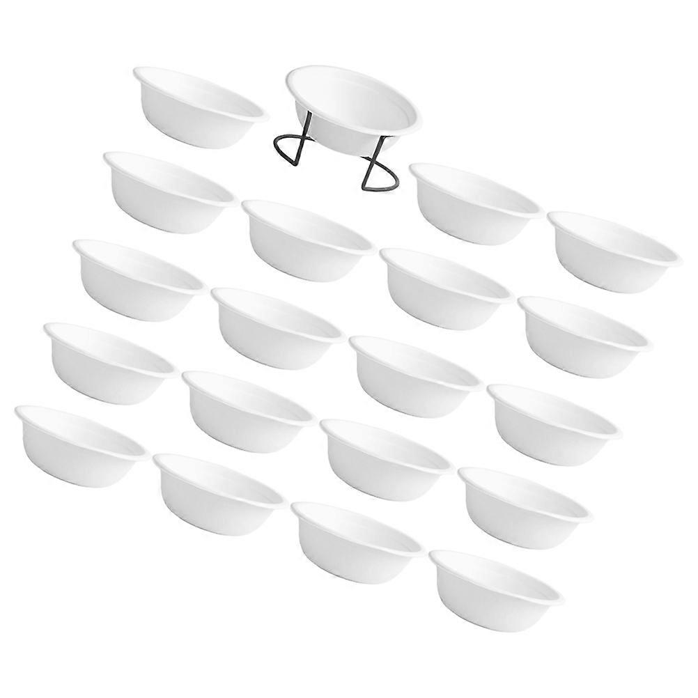 Feeding For Pets With Rack Suitable For Dog And Cat Feeding Wet Dry 1Set White