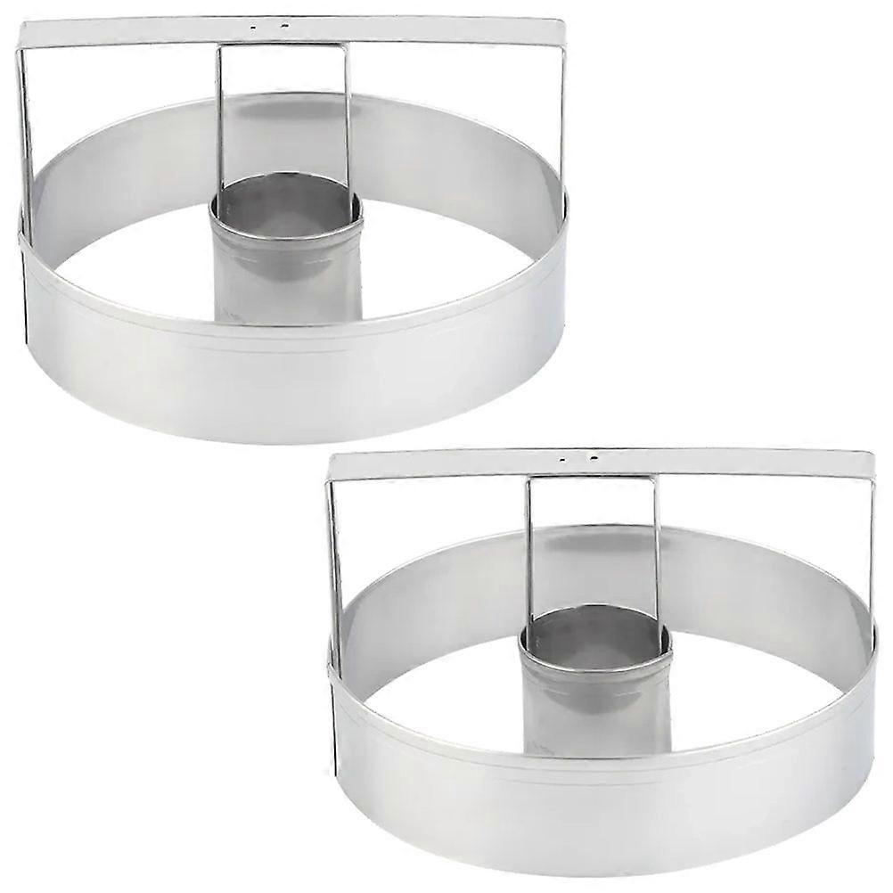 Biscuit Making Molds Mousse Ring Cookie Cutters for Baking 2Pcs Silver