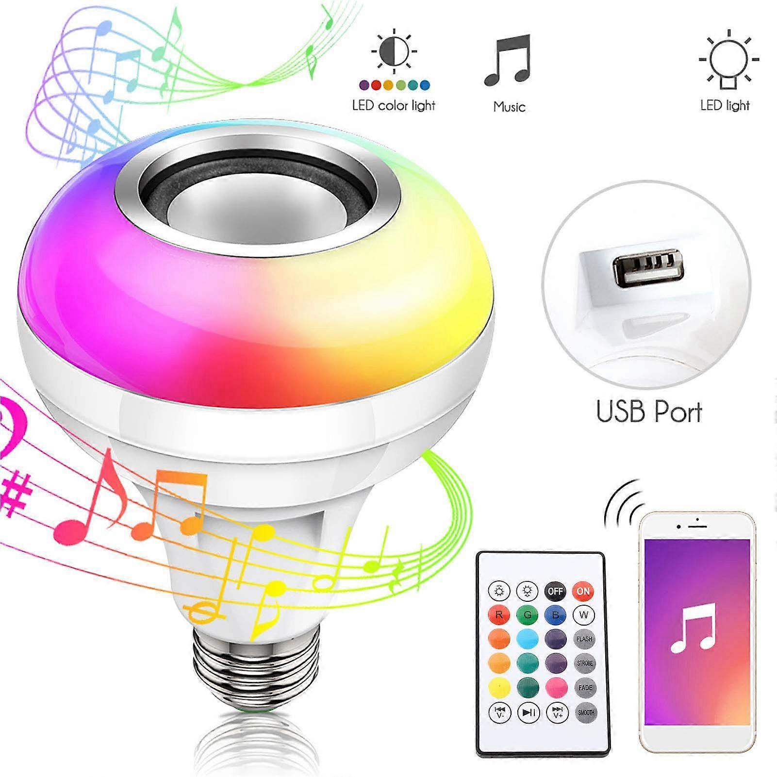 FBA Monopolys RGBW Bluetooths Music Bulb 24key Remote Control USB Card (without Card) E26/27 100240V AC