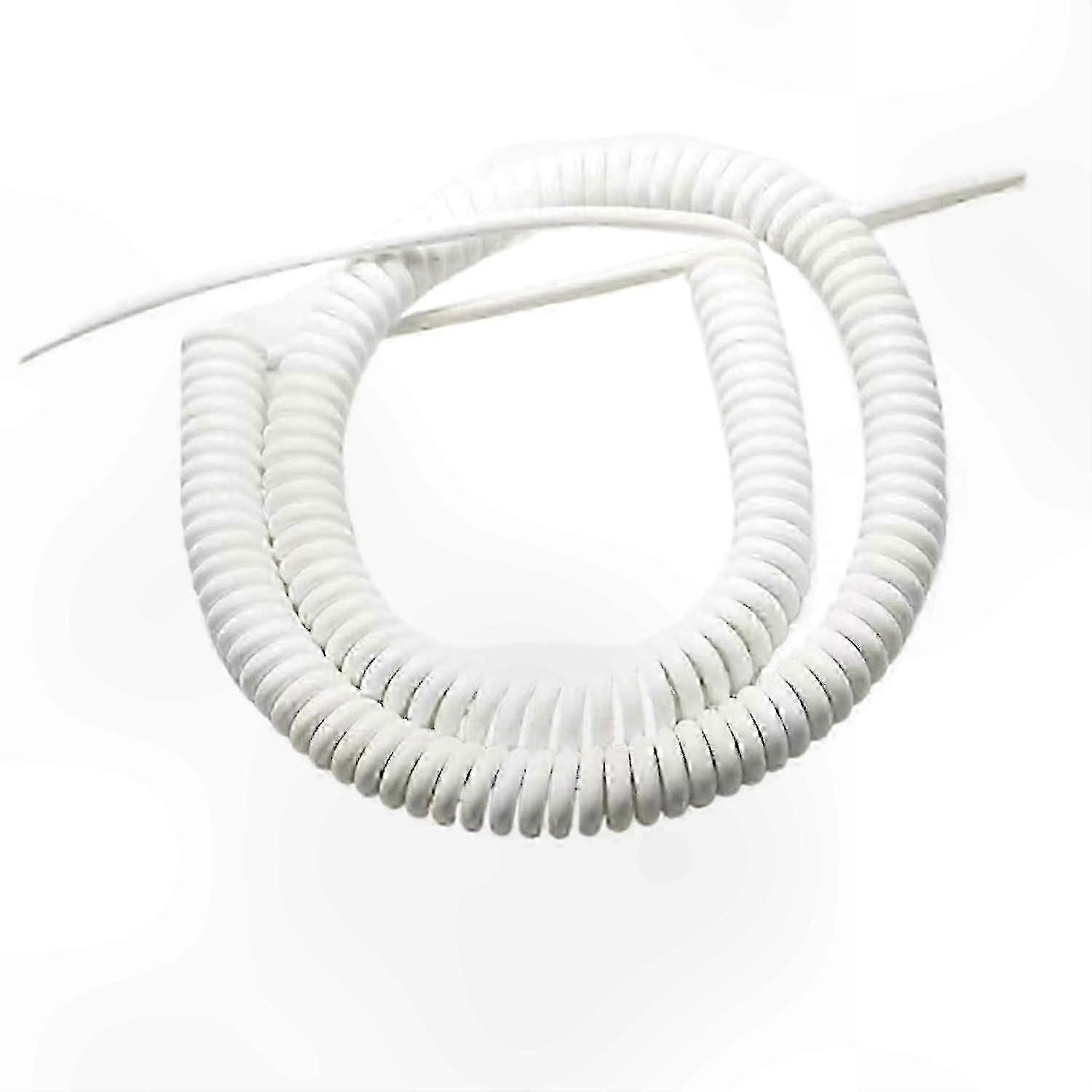 5M Coiled Extension Cable, 15AWG Expandable Spring Power Cord, White 3-Core Flexible Design