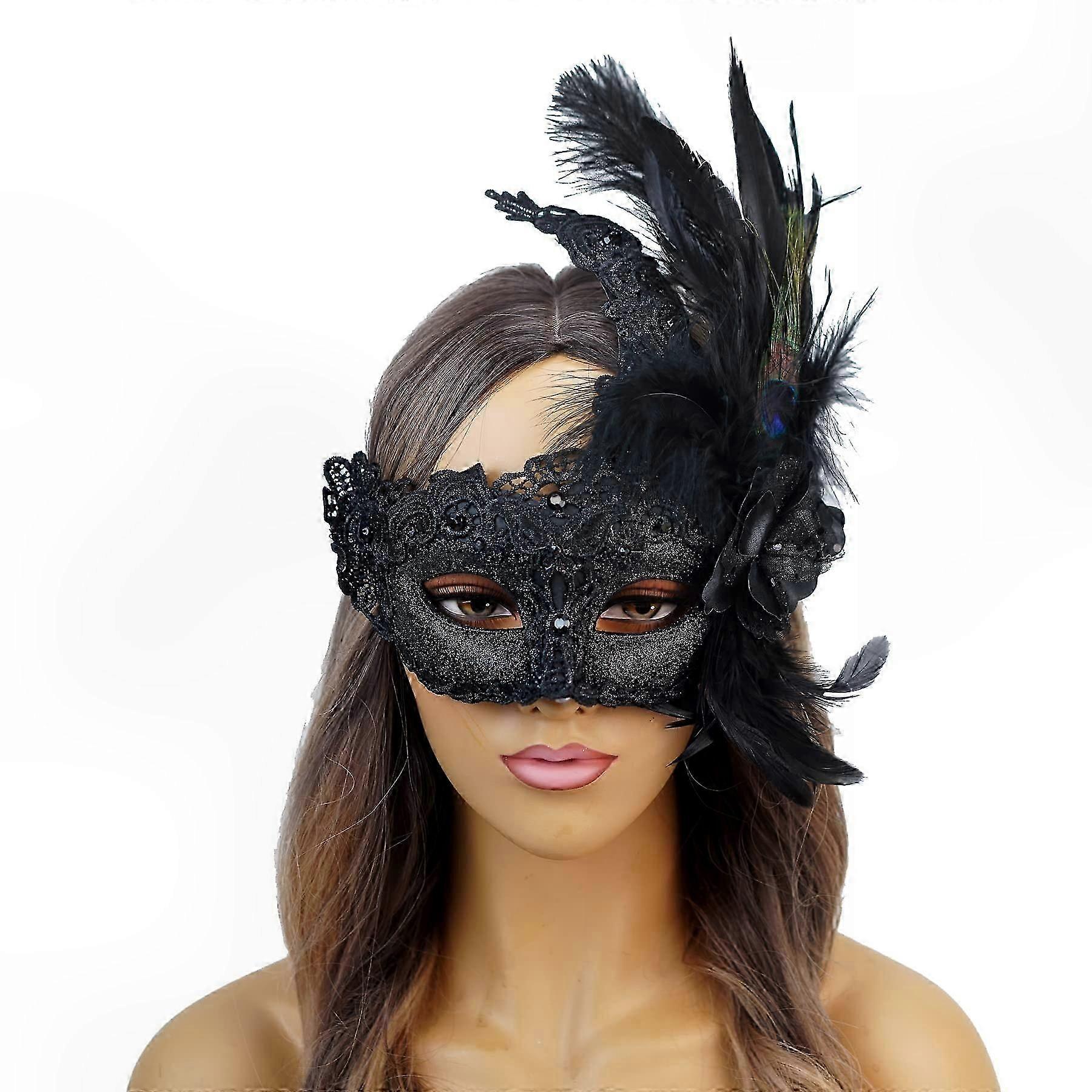 Feather Mask for Mardi Gras and Venetian Parties - Deluxe Colorful Plume Design, Adjustable Fit, Lightweight Material