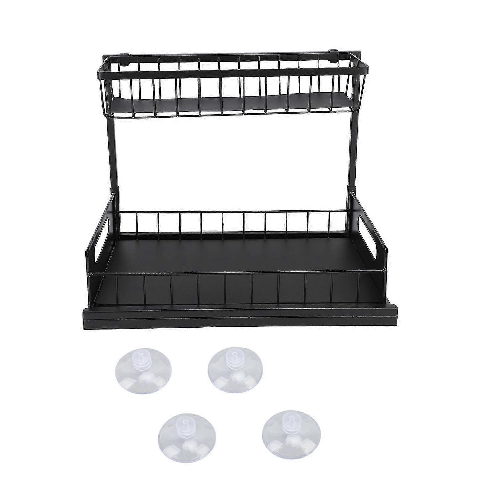 2 Tiers Under Sink Easy Assembly Space Saving Kitchen Cabinet Pull Out Sliding Drawer Bathroom Organizer 26s