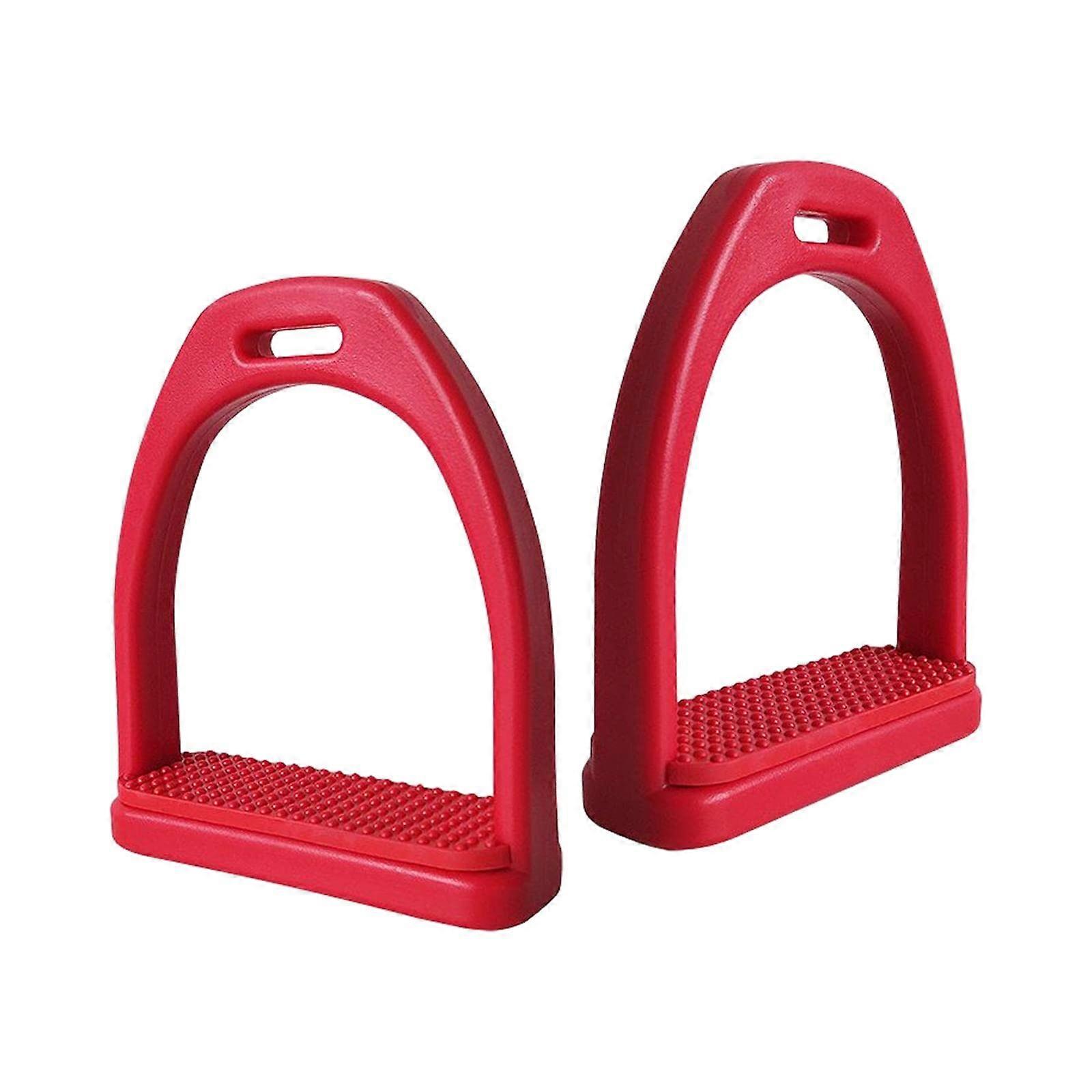 Horse Riding Stirrups Set Of 2 Non Slip Rubber Pad 9.6x9 cm Red Size S Outdoor