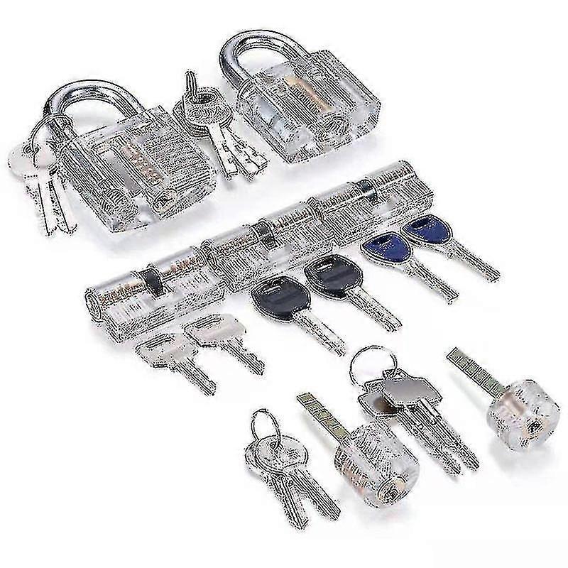 Practice Lock Set,7 Transparent Locks Clear Cylinder Lock With Keys Pro Locksmiths