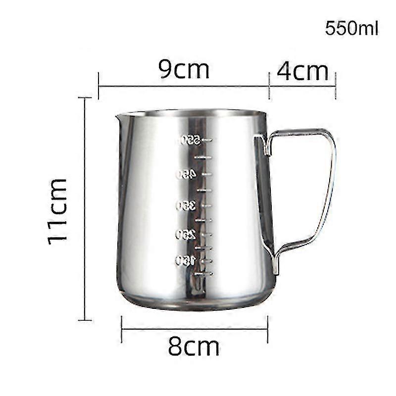 Milk Frothing Pitcher Stainless Steel Milk Frother Cup Measurements On Side For Latte Art Espresso