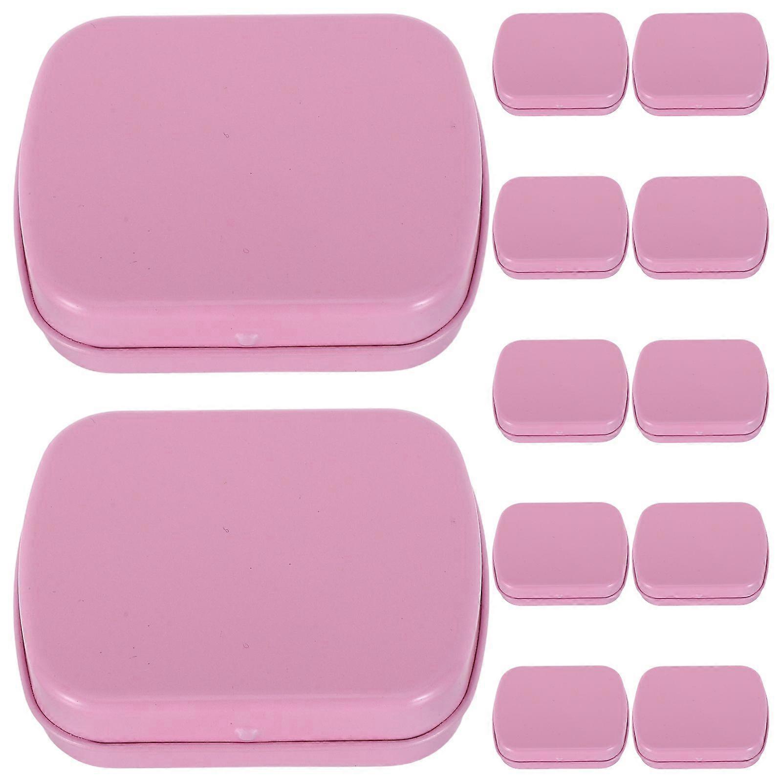 12pcs Mini Rectangular Tinplate Tin - Storage Box With Lid Decorative Empty Tin Container - Metal Hinged Small Boxes For Candy Jewelry Trinket