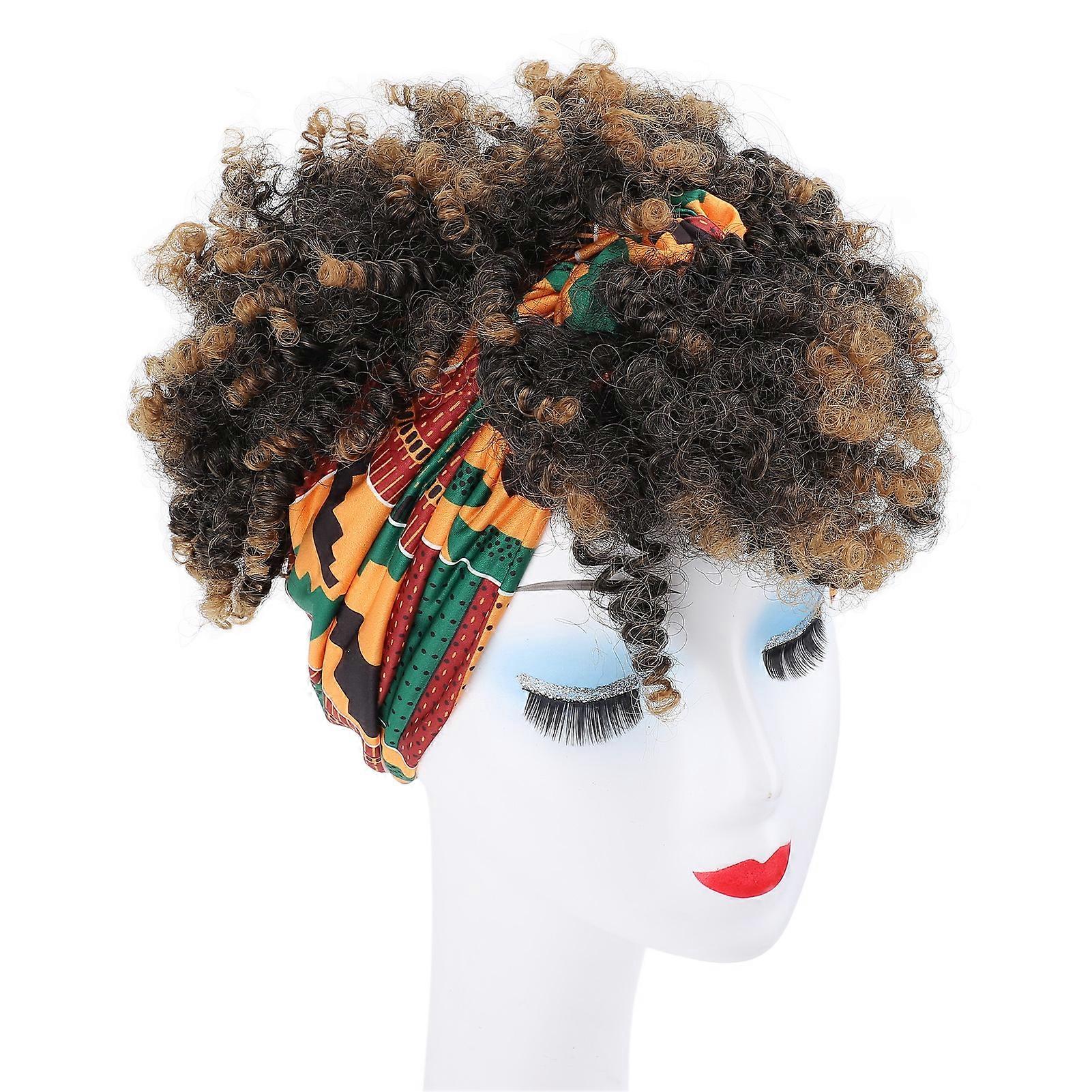 Headband Wig Lightweight Stylish Looking Long Lasting Use Short Curly Synthetic Wig for Women 