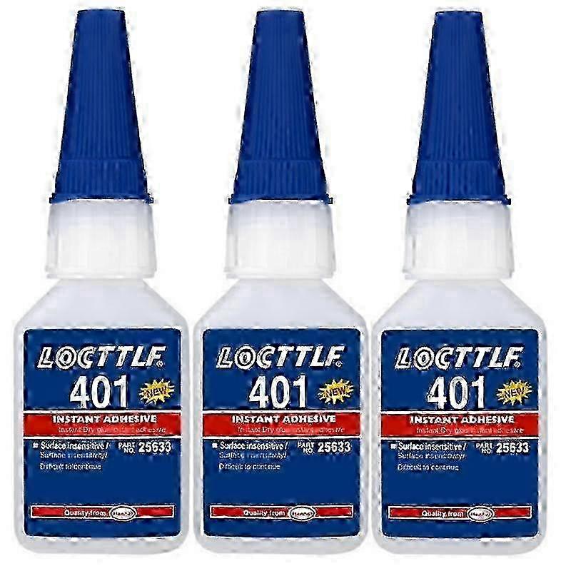Loctite 401 Instant Fast Adhesive - Strong Super Glue, 3x 20ML Bottles for Multi-Purpose Fixing, Colorless & Hot-Strong Liquid