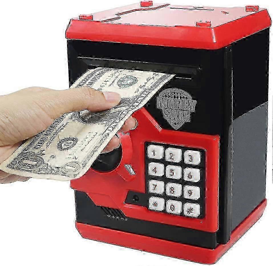 electronic piggy bank with automatic money scroll,atm,for kids(red)